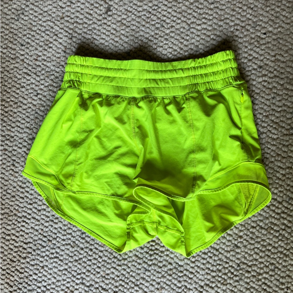 Neon yellow Lululemon shorts